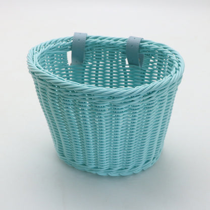 Decorative Woven Storage Basket with Leather Handles Acalora