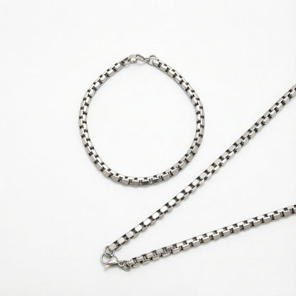 Stainless Steel Chain Necklace and Bracelet Set Acalora