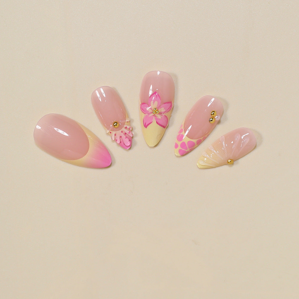 Floral Embellished Stiletto Nail Art Tips Acalora