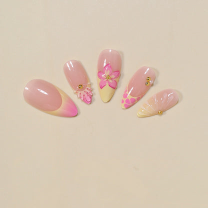 Floral Embellished Stiletto Nail Art Tips Acalora