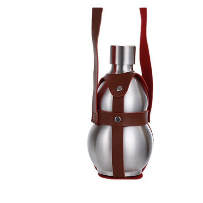 Women's stainless steel water bottle with trendy leather strap Bowlift