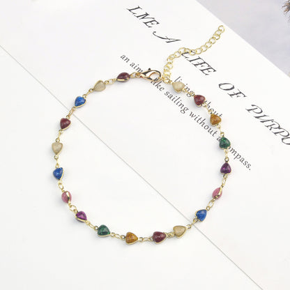 Heart-Shaped Beaded Anklet Acalora