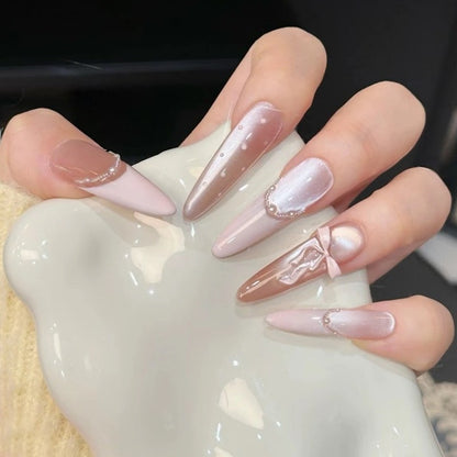 Artificial nail set with elegant tips and crystal accents Acalora