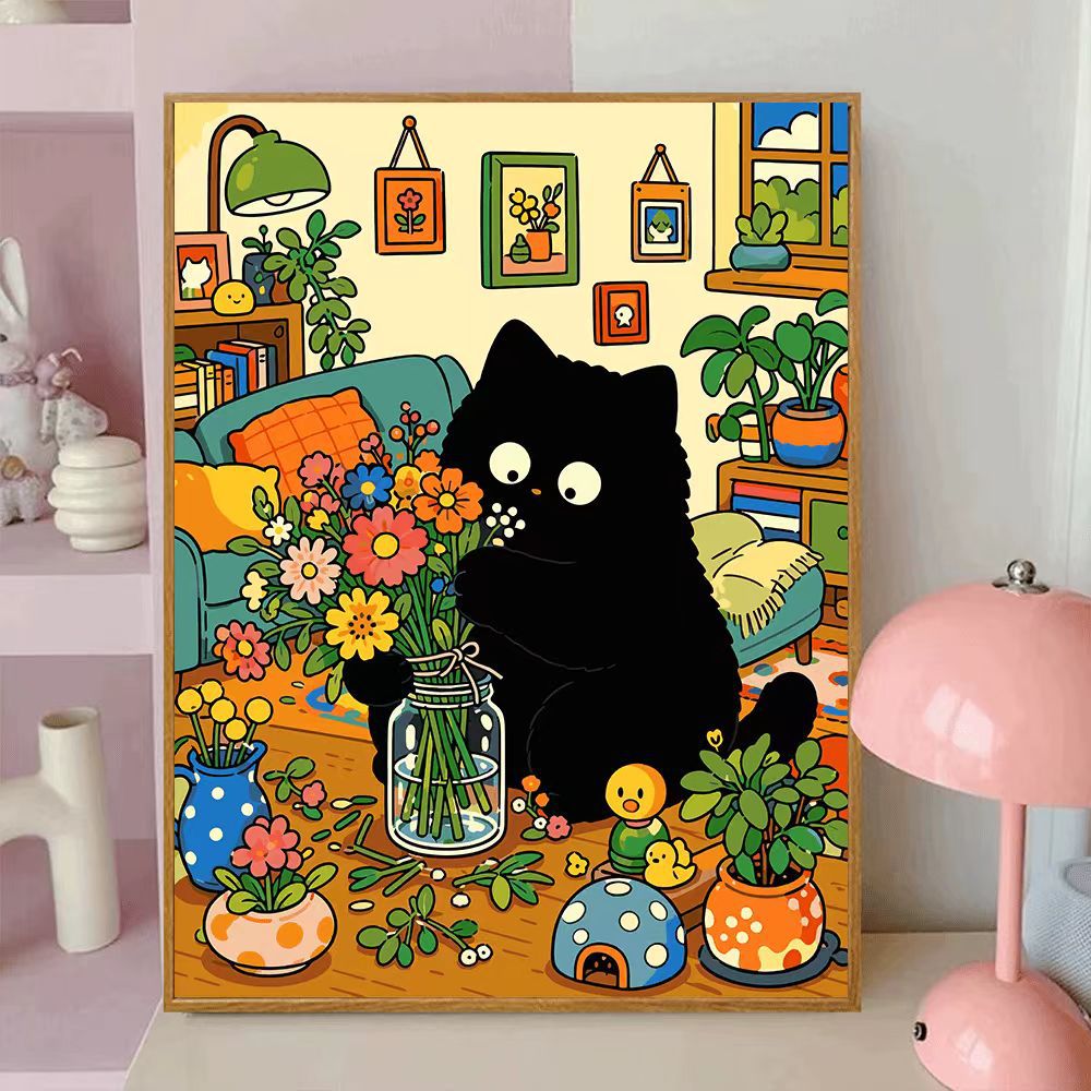 Playful Cat-Themed Decorative Wall Canvas Art