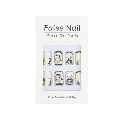 Artificial nails with floral panda design Acalora