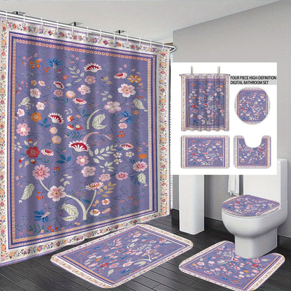 Digital Floral Print Bathroom Set