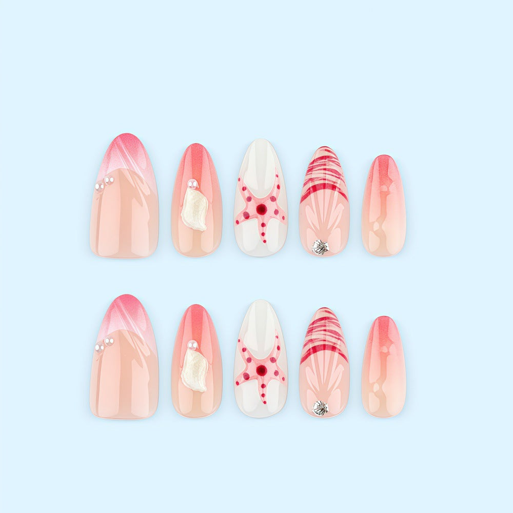Elegant sea motif artificial nails Acalora