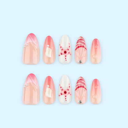 Elegant sea motif artificial nails Acalora