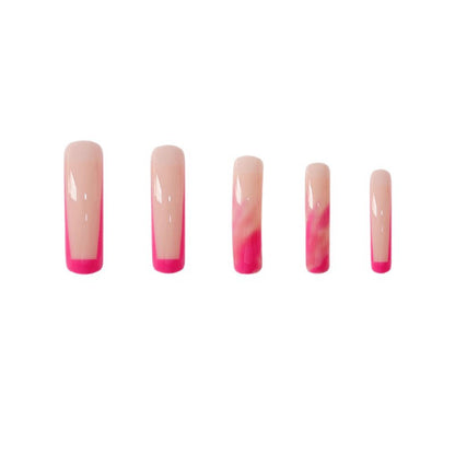 Trendy Long Marble Effect Press-On Nails Acalora