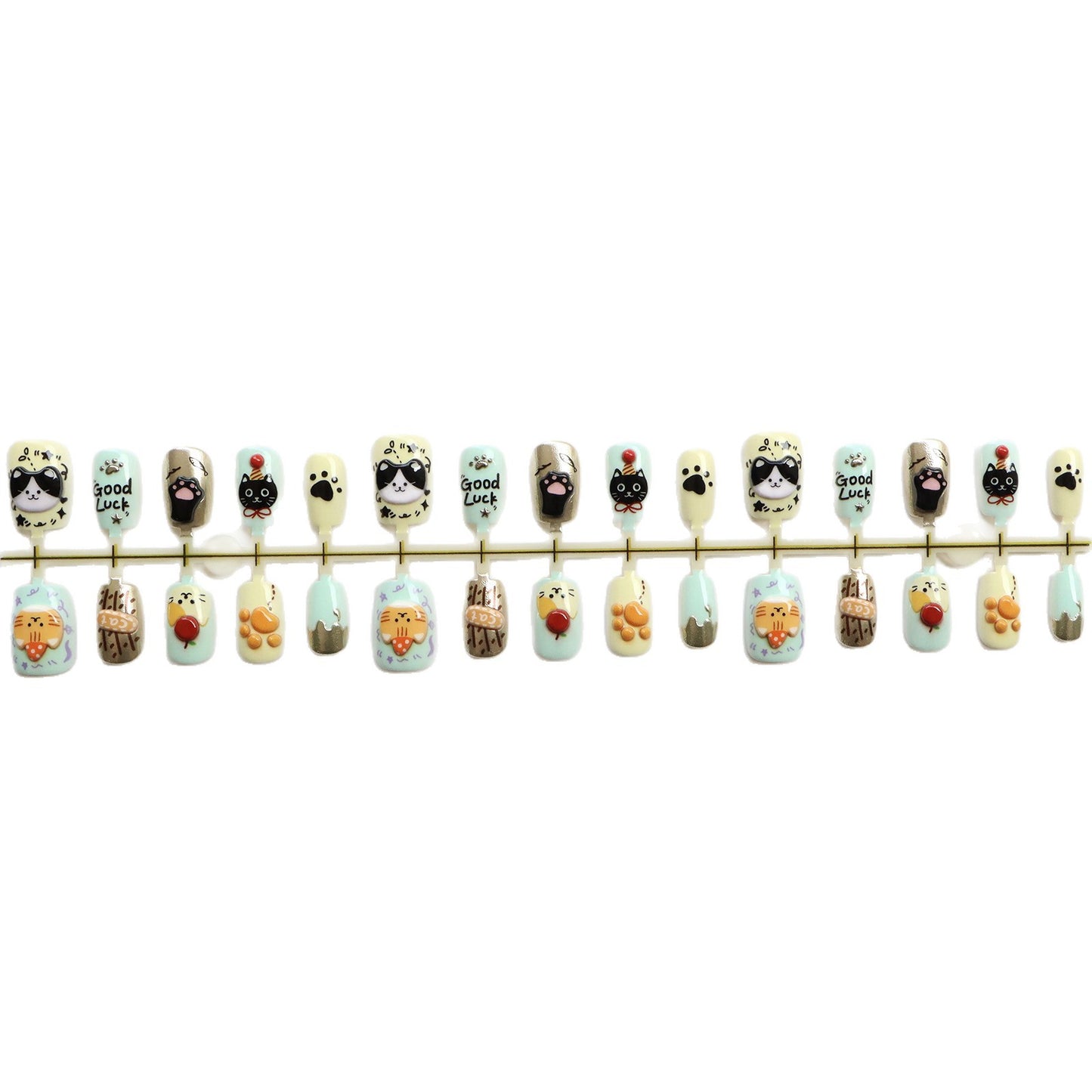Whimsical Animal-Themed Press-On Nail Art Set Acalora