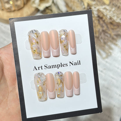 Luxurious Decorative Press-On Nail Set with Artistic Elements Acalora