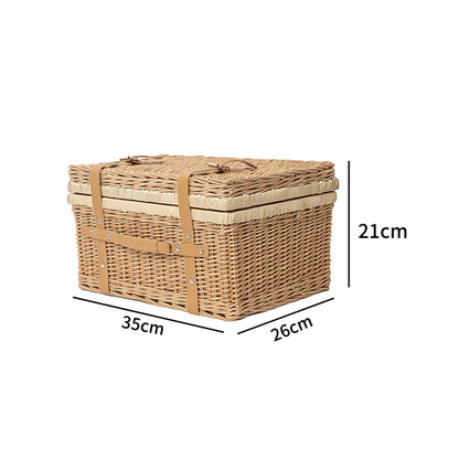 High-quality storage basket with leather handles