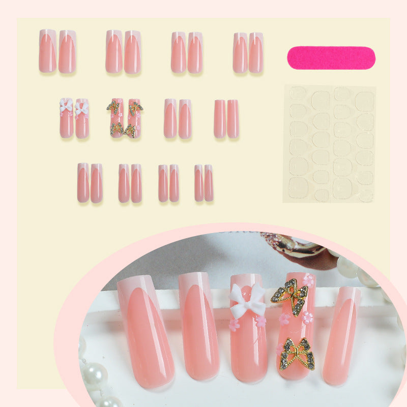 Decorative Press-On Nail Set with Floral and Butterfly Accents Acalora