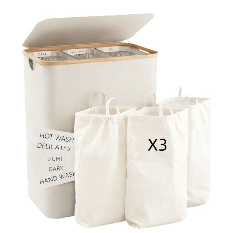 Laundry separation system with three compartments and removable inner pockets Acalora