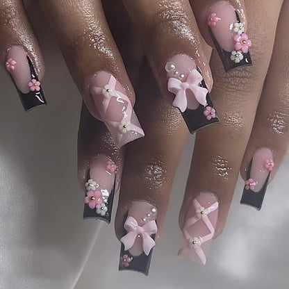 Decorative 3D Floral Press-On Nails Acalora