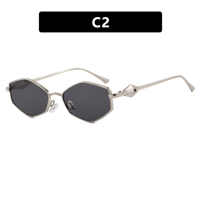 Women's geometric sunglasses with protective UV filter and high-end metal frame Karnz