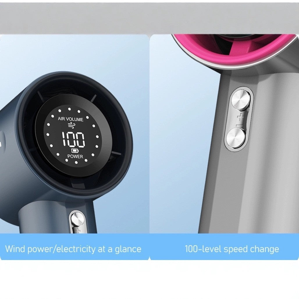 Unisex nano compact cordless high-speed digital display hairdryer with adjustable speed and long-lasting battery Brehn