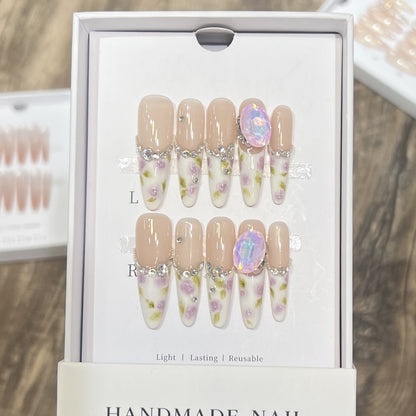 Decorative Floral Stiletto Press-On Nail Set Acalora