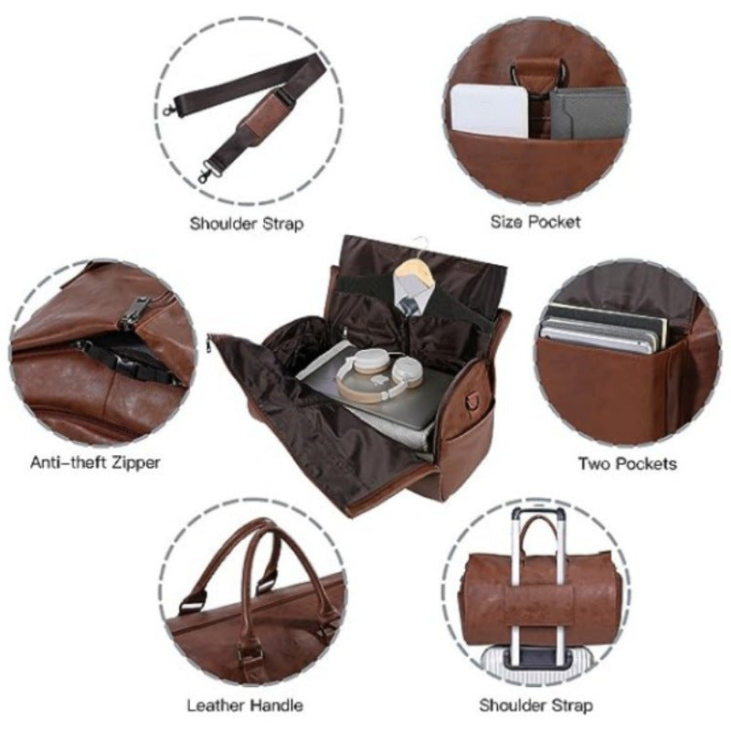 Premium Leather Weekender Duffle Bag Acalora