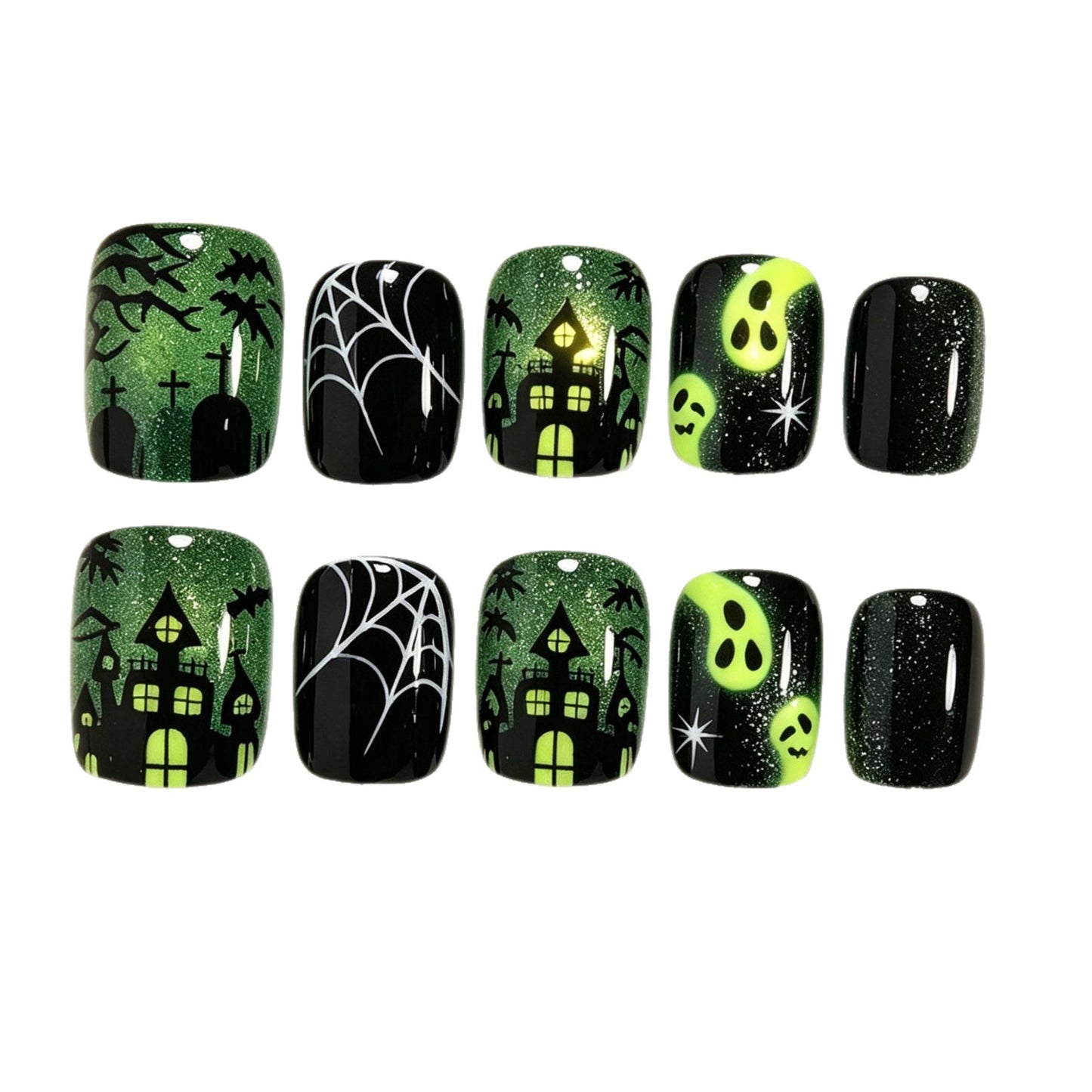 Halloween-Inspired Press-On Nail Art Set Acalora