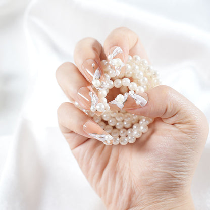 Pearl Embellished Press-On Nail Set Acalora