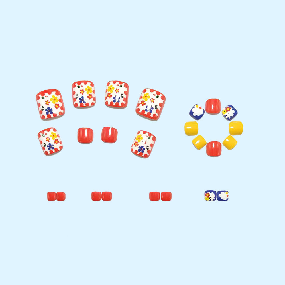Artificial nail set with colorful floral pattern Acalora