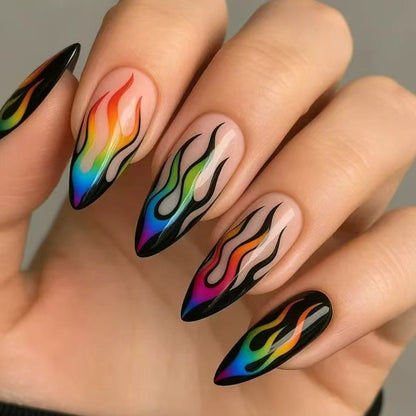 Artistic Flame Pattern Nail Art Acalora