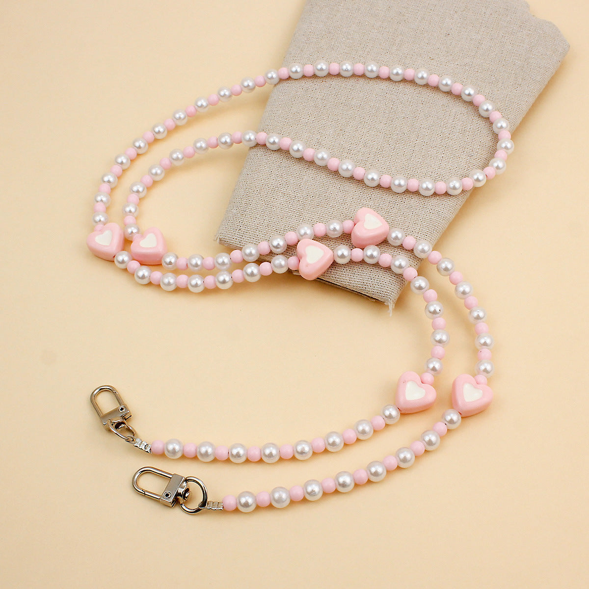 Heart-Embellished Beaded Eyewear Chain Acalora