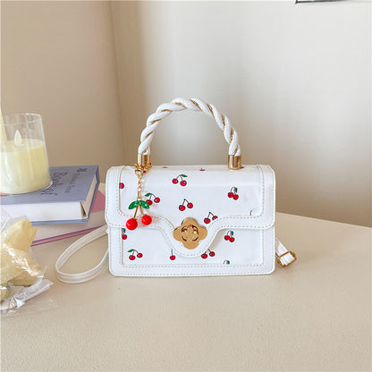 Playful Cherry Print Mini Satchel Handbag Acalora