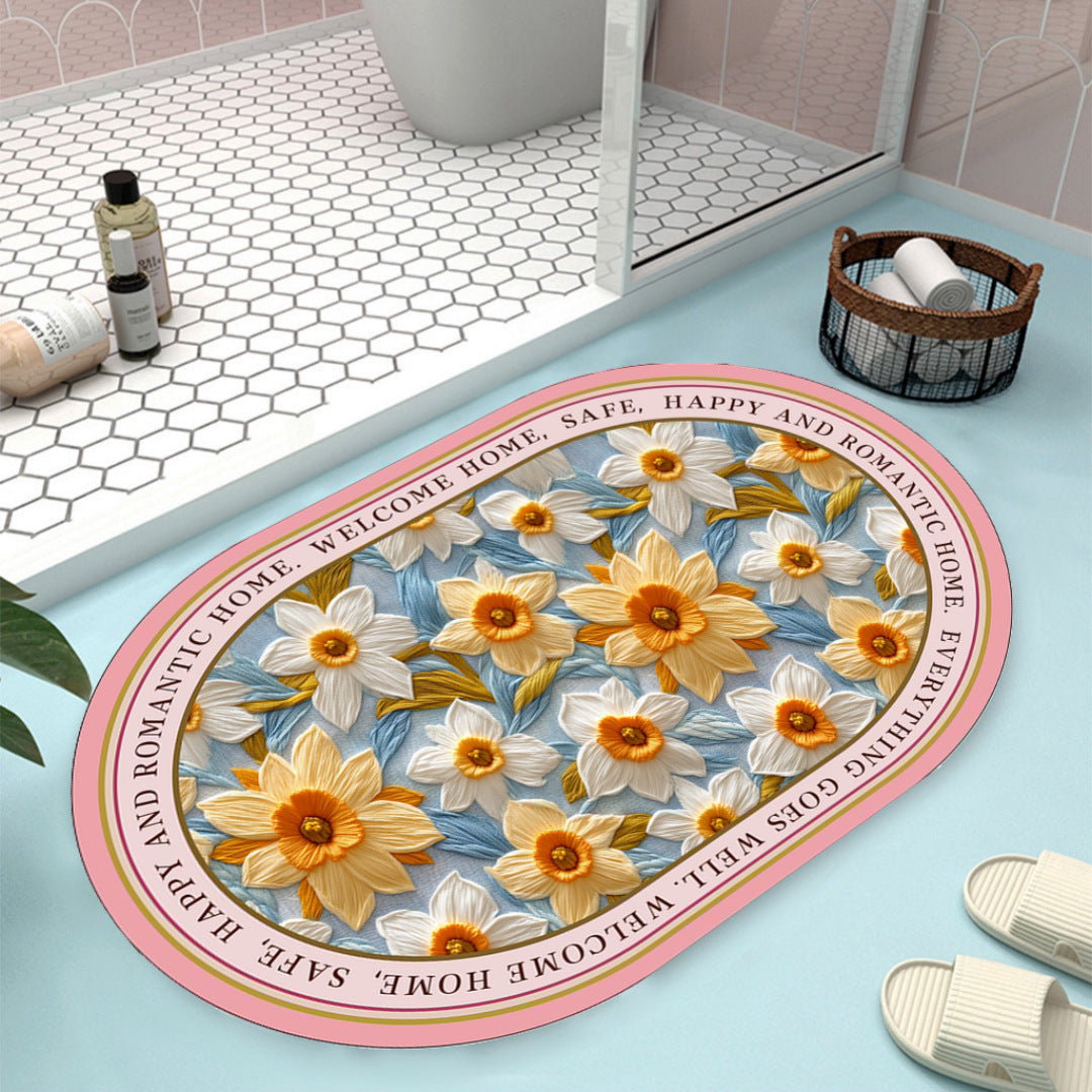 Floral Design Bath Mat