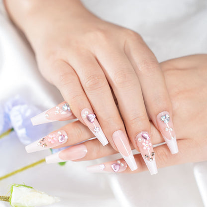 Decorative Glamorous Long Coffin Press-On Nails Acalora