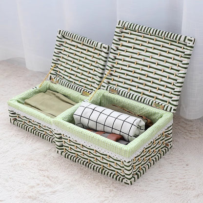 Rustic toy basket with checked pattern Acalora