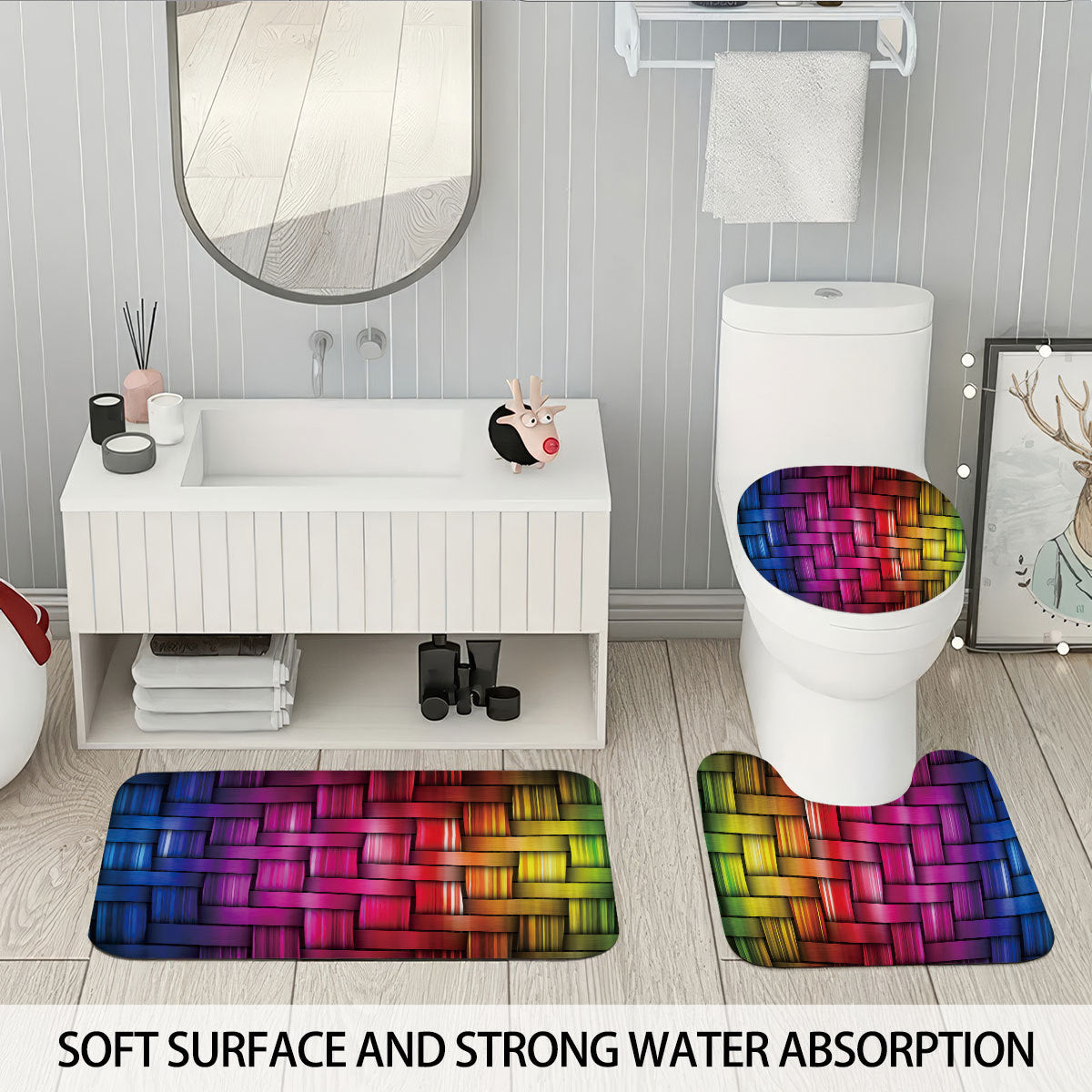 Digital Cube Pattern Bathroom Set