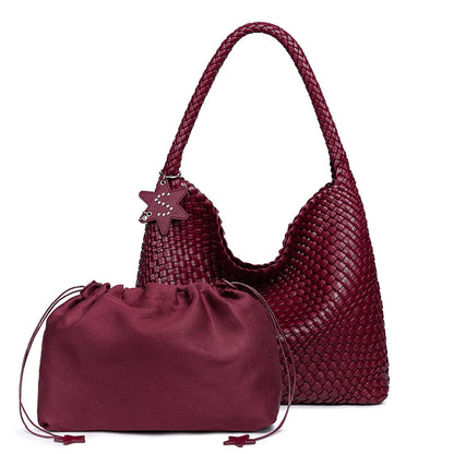 Braided Vegan Leather Hobo Handbag Acalora