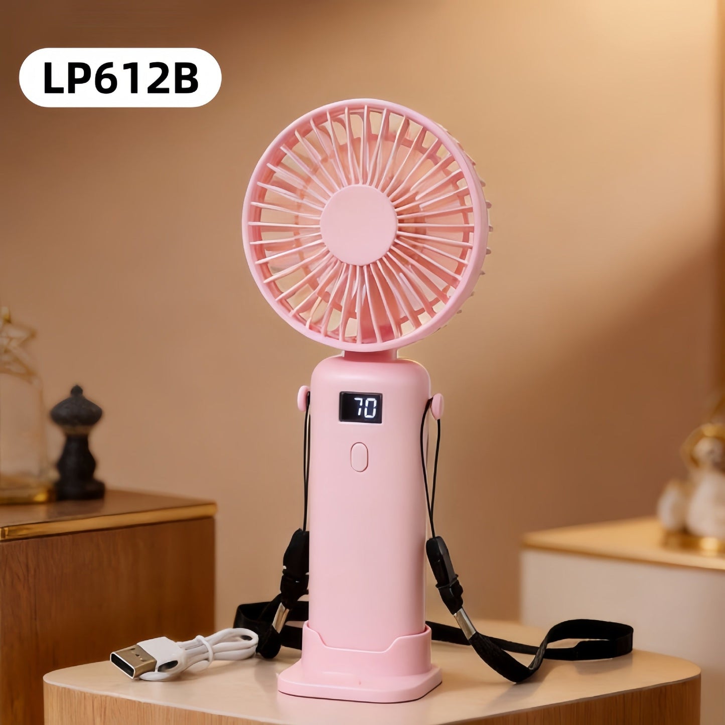 Ladies' Portable Handheld Fan with Digital Speed Display and USB Charging Function Karnz