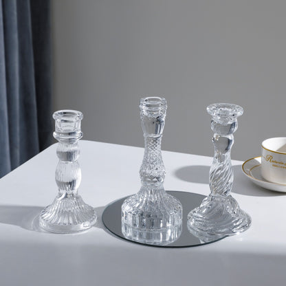 Tall Pressed Glass Decorative Candlestick Holder Acalora