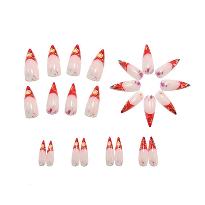 Nail art with sparkling design and extravagant pointed tips Acalora