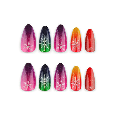 Artificial nails with snowflake motif in glitter finish Acalora