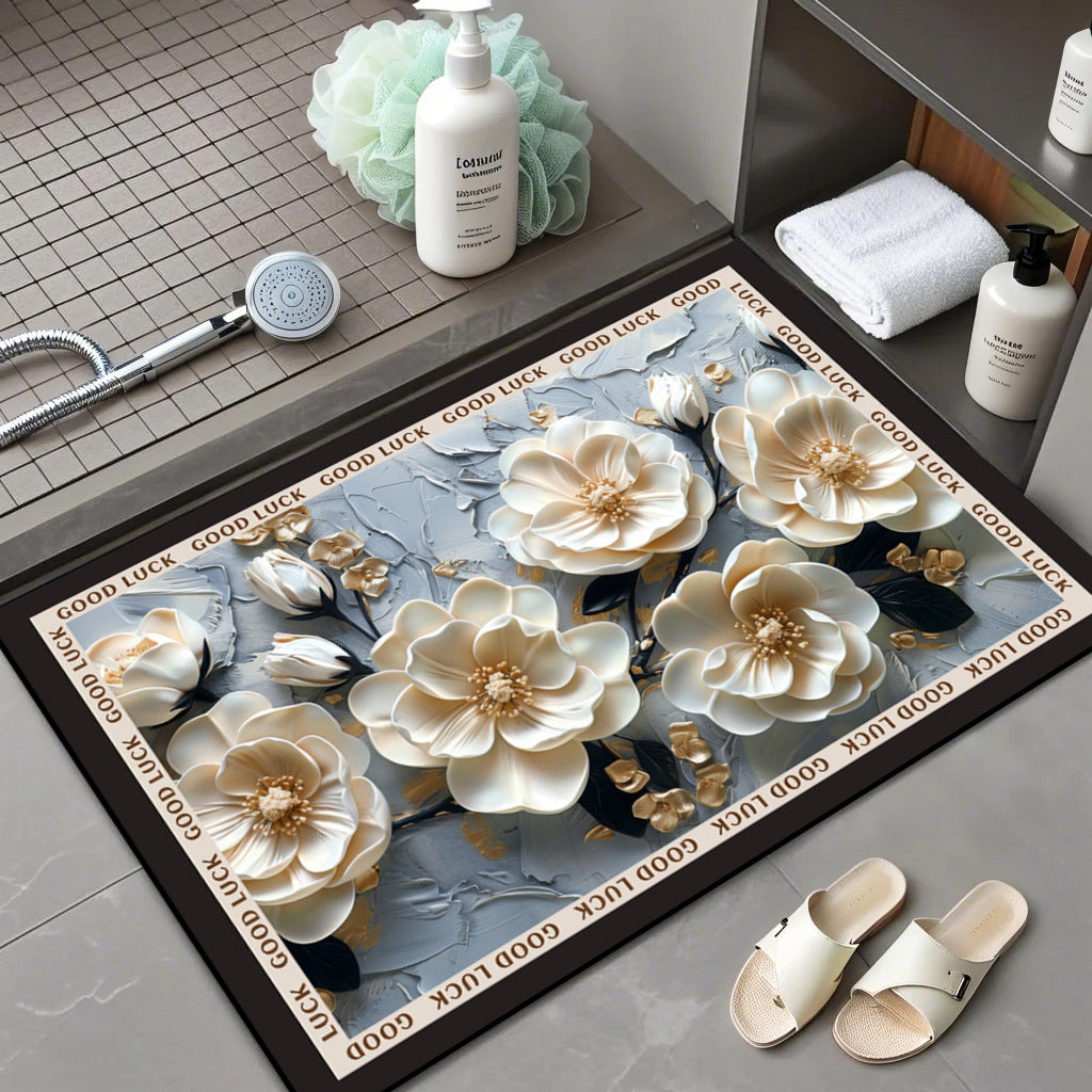 Floral Patterned Comfort Bath Mat Acalora