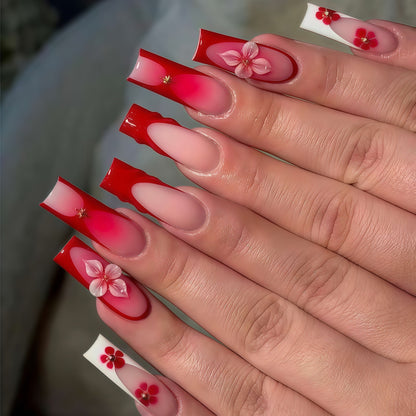 Floral Artistic Press-On Nail Design Acalora