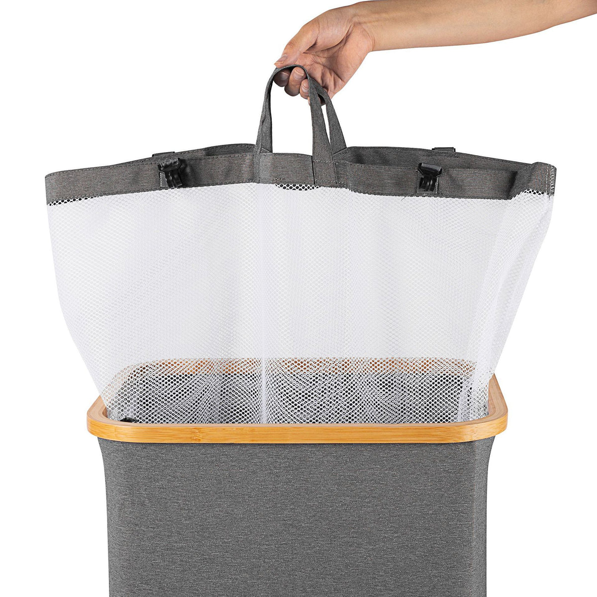 High-quality laundry basket with bamboo lid Acalora