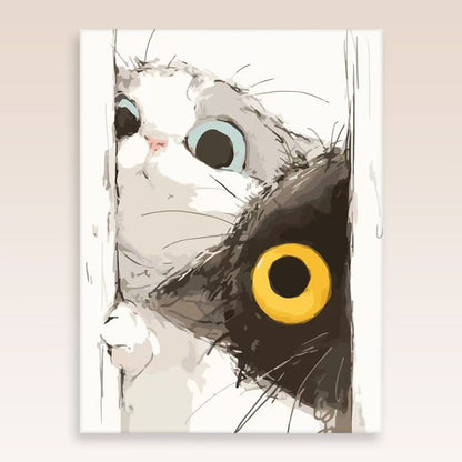 Whimsical Cat Portrait Wall Art