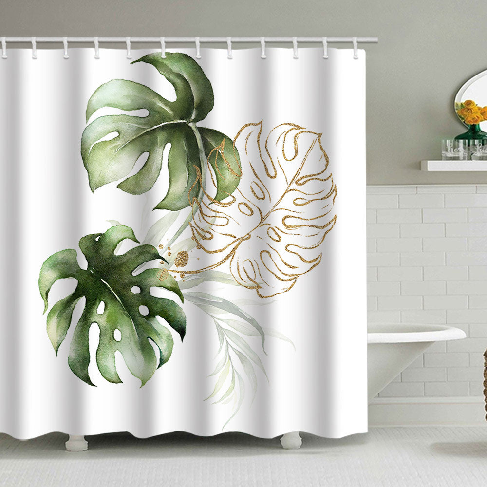 Botanical Leaf Pattern Shower Curtain