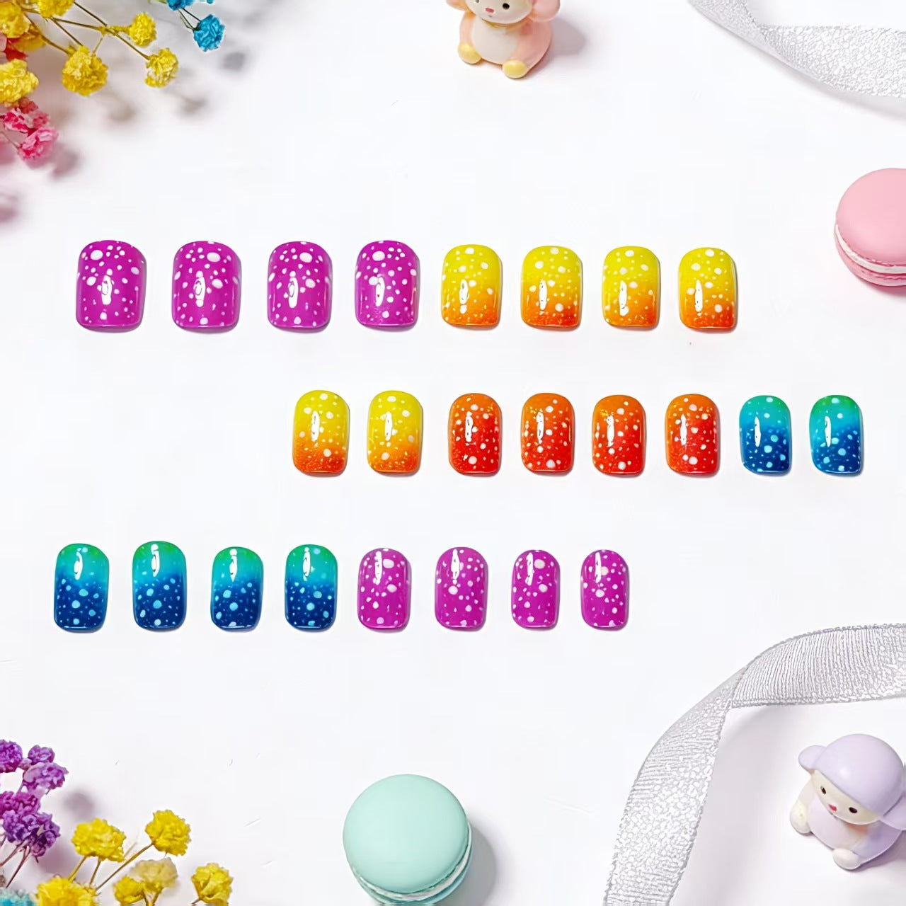 Vibrant Gradient Nail Art Acalora