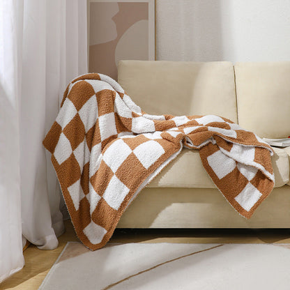 Soft Plush Checkerboard Throw Blanket