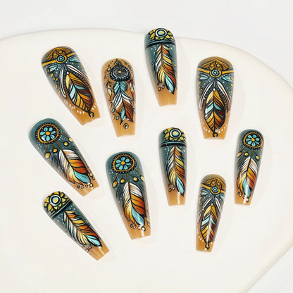 Creative feather design artificial nails Acalora