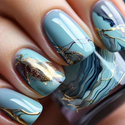 Artistic Marble Effect Nail Design Acalora