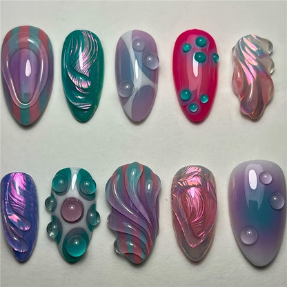 Artistic Cartoon-Themed Press-On Nail Art Set Acalora