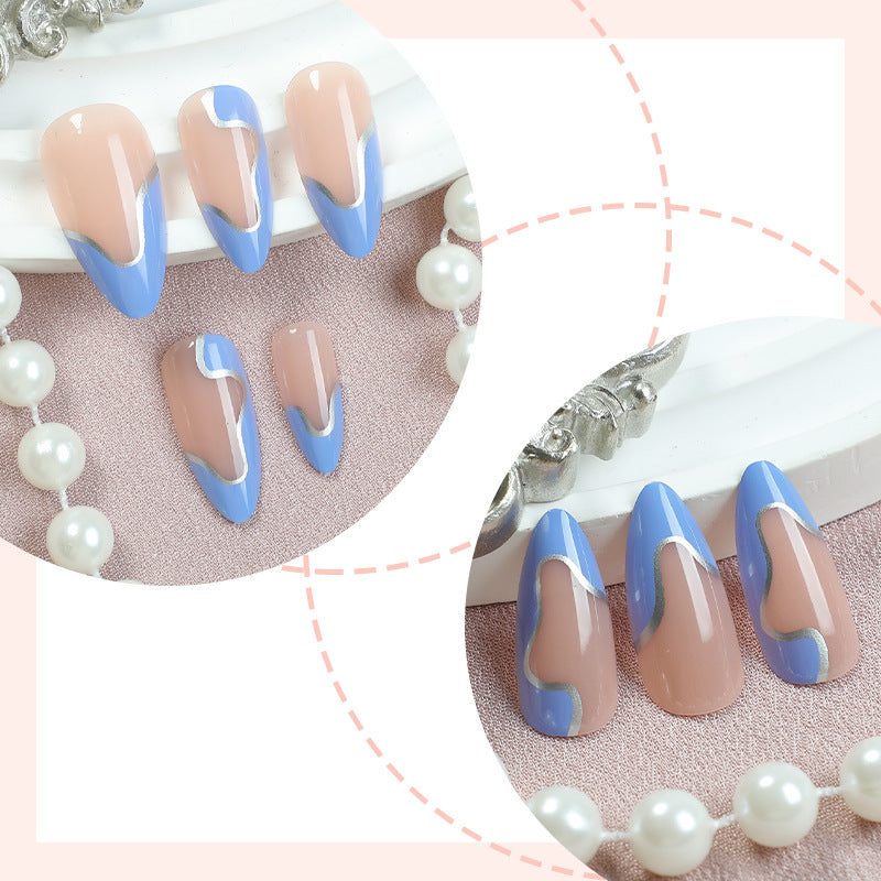 Artistic Press-On Nail Set with Modern Abstract Design Acalora