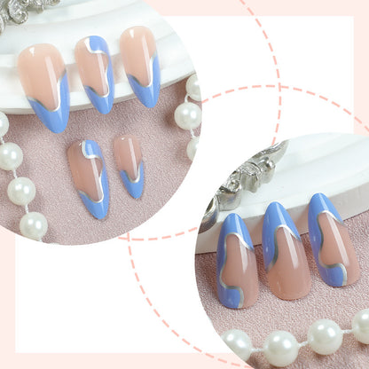 Artistic Press-On Nail Set with Modern Abstract Design Acalora